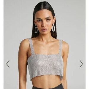 Chic Silver Sequin Crop Tank Top